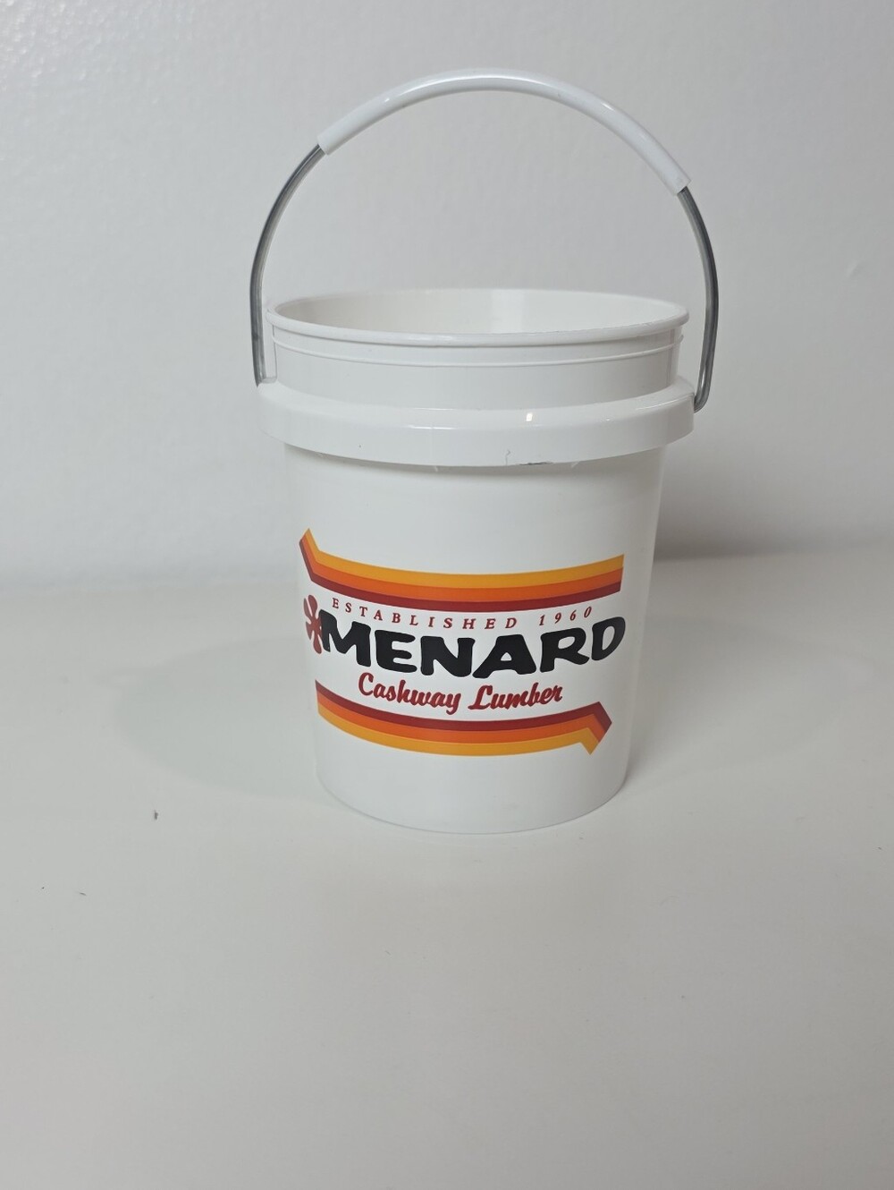 Menard Vintage Cashway Lumber White Plastic Mini Pail with Handle